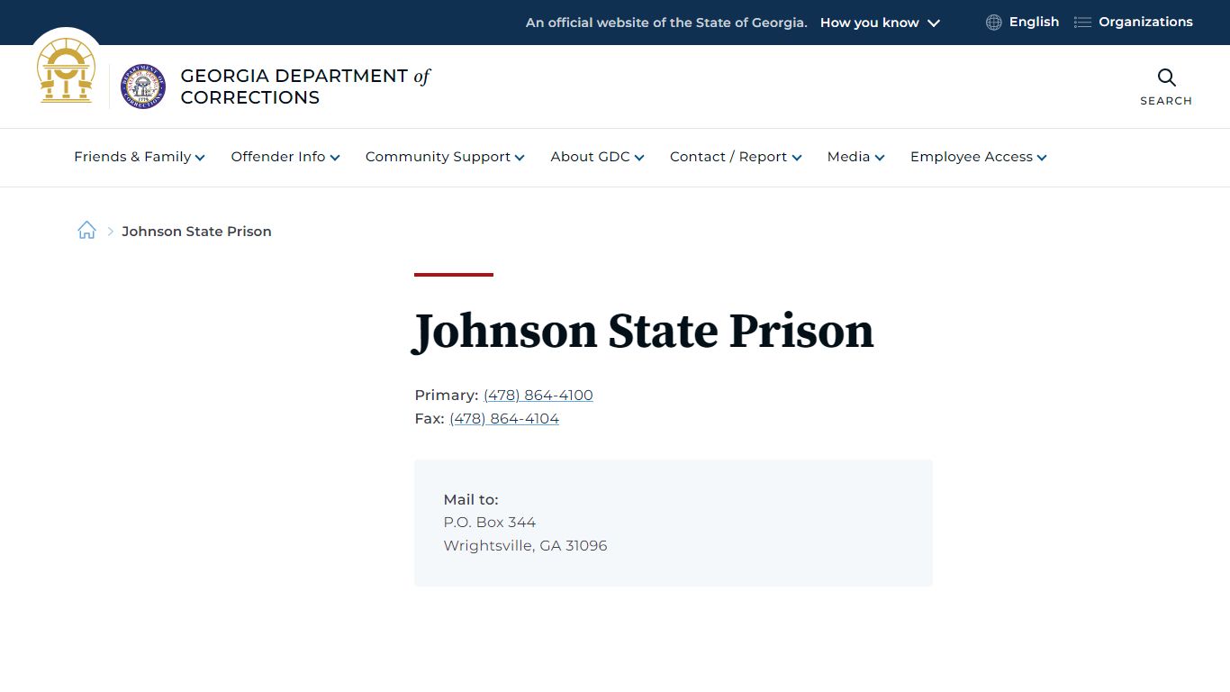 Johnson State Prison | Georgia Department of Corrections